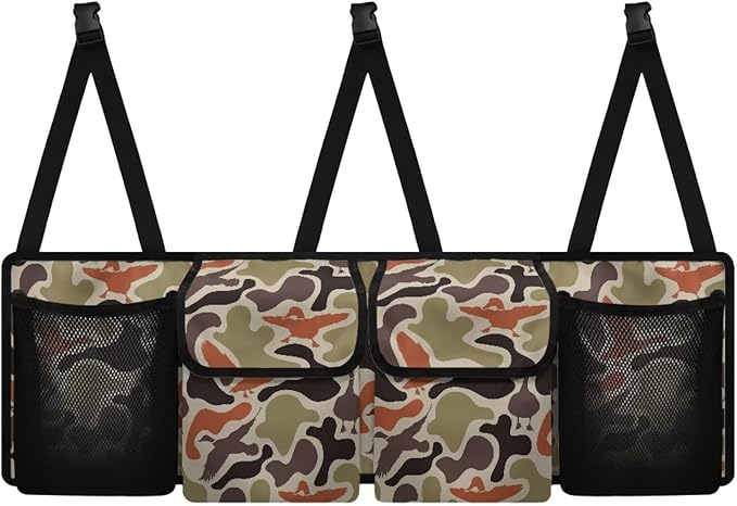 CLOHOMIN Duck Camo Trunk Organizer for SUV Sedan Van Hanging Seat Back Storage Multi Car Backseat Trunk Organizer Collapsible Car Storage Bag with 4 Pockets