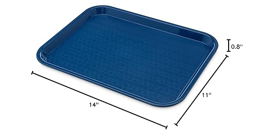 Carlisle FoodService Products CT101414 Café Standard Cafeteria / Fast Food Tray, 10" x 14", Blue (Pack of 24)