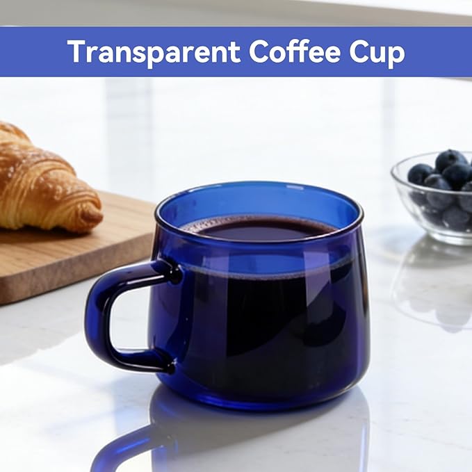 Clear Coffee Mug, Clear Double Wall Glass Coffee Mugs with Handles, Insulated Clear Coffee Cup for Hot Cold Drink, Latte, Tea, Cappuccino, Hot Chocolate, 3 X 2.6 Inches