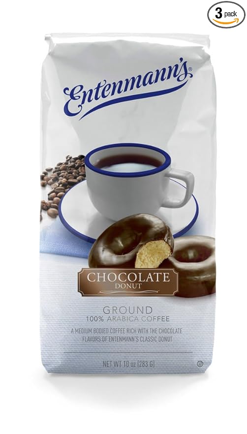 Entenmann's Ground Coffee, Chocolate Donut Flavor, 10-Ounce (Pack of 3)