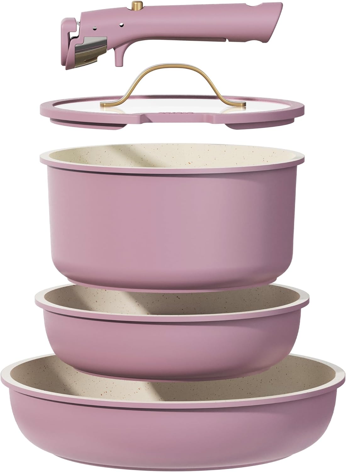 CAROTE 5pcs Pots and Pans Set Non stick,Cookware Set Detachable Handle,kitchen essentials,RV kitchen pot and pan,Induction Cookware,Oven Safe,PFOA PFOS FREE,Blue