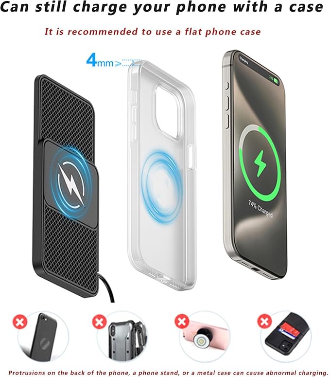Wireless Car Charger Pad for Mercedes Benz A Class A250e A260 AMG A35 A45, Phone Charging Mat 20W Type C/USB Cordless Non-Slip Charging Station Adapter Center Console