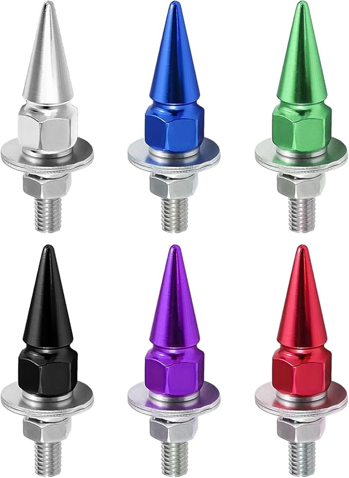 4 PCS License Plate Screws, Spike Anti Theft Motorcycle License Plate Screws Bolts Set, Aluminum Security Fasteners Kit for Car Truck Motorcycle Plate Frames, Car Decorative AccessoriesSilver