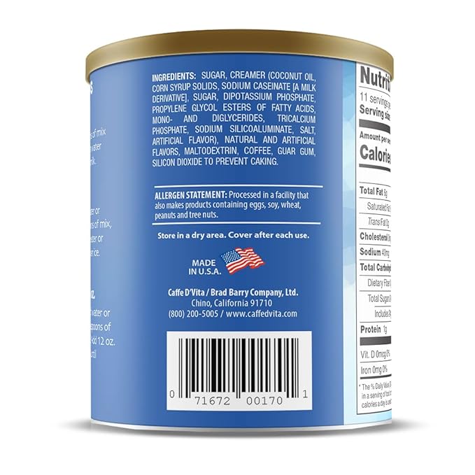 Caffe D'Vita Vanilla Macchiato - 100% Arabica Coffee Latte Mix, Instant Cappuccino Mix, Gluten Free, No Cholesterol, No Hydrogenated Oils, No Trans Fat, Kosher-Dairy, Instant Coffee Drink - 1 Lb Can