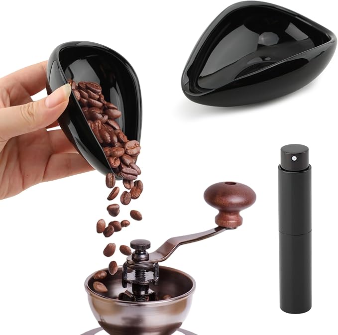 Coffee Bean Dosing Cup and Spray Bottle Set - Ceramic Single Dosing Tray, Static Reducing Spray, Espresso Accessories Kit Measuring Tray for Coffee Lovers