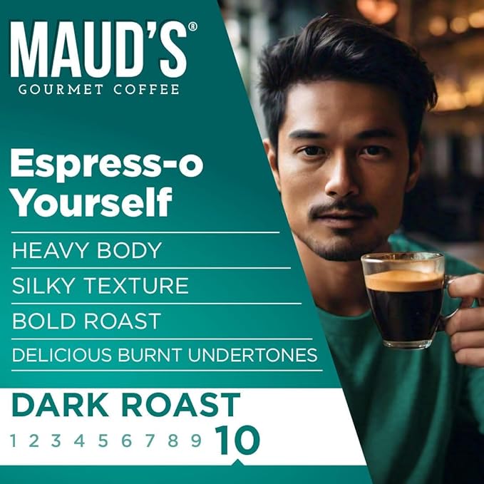 Maud's Espresso Roast Coffee Pods, 50ct, Dark Roast Coffee in Single Serve Pods – 100% Arabica Coffee, Compatible with Keurig K Cups Maker