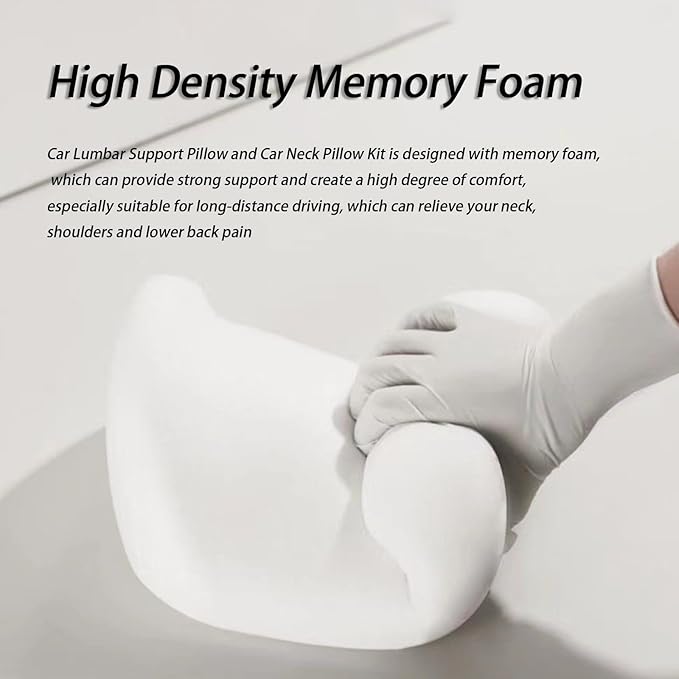 Car Lumbar Support Pillow and Car Neck Pillow Kit for Volvo EC40 2021 2022 2023 2024 2025 2026, Car Seat Neck Back Rest Pillows, Ergonomic Car Seat Headrest & Lumbar Cushion,C Coffee