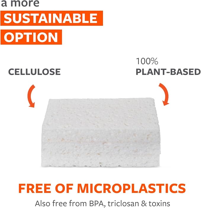 Full Circle 100% Plant-Based Cellulose Sponges – Pack of 3 – Plastic-Free, Natural Sponge, No Microplastics, Safe for Nonstick Cookware
