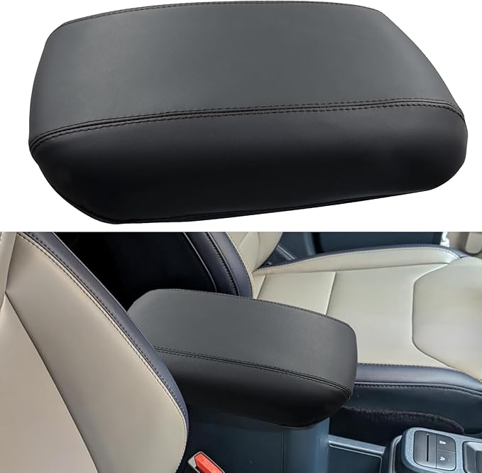 Center Console Armrest Cover Fit for Ford Maverick Accessories 2022-2025 2026 Armrest Case Arm Rest Storage Box Pad Console lid Protector Leather Seat Box Cushion (Black Stitches)