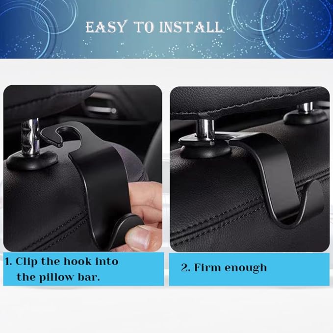 Car Headrest Hook for Purses and Bags 4 Packs, Universal Car Vehicle Headrest Hook,Vehicle Storage Organizer(Brown,4Pack)