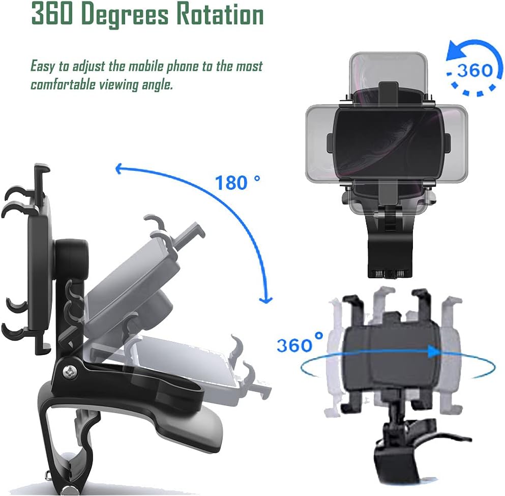 Universal Car Phone Holder Mount,360 Degrees Rotation Dashboard Phone Holder [Upgrade Clip Never Fall],car Phone Mount for iPhone,Samsung,Google,Nokia,and 4 to 7" Smartphones