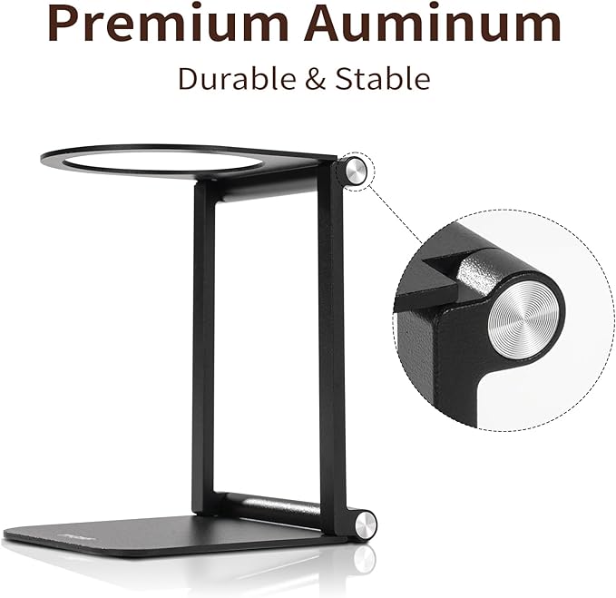 Pour Over Coffee Maker Stand,Foldable Portable Electric Espresso Machine Stand,Holder for Coffee Grinder,Universal Dripper,V60 Dripper,Travel Coffee Maker, Press Round&Black