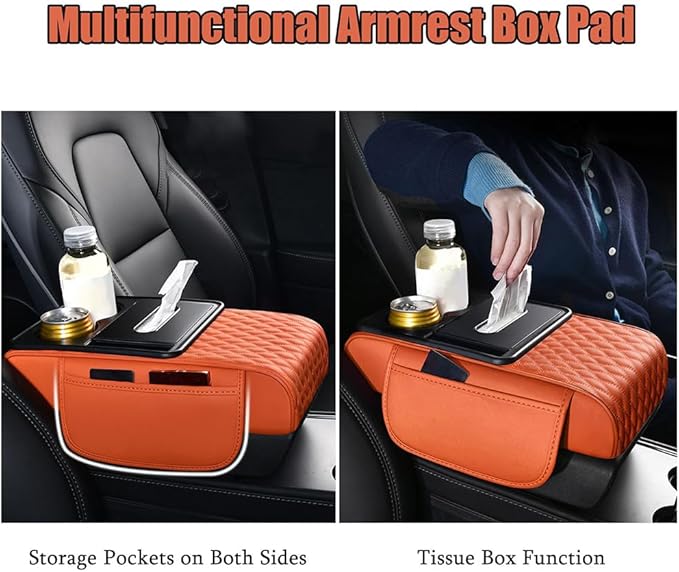 Car Center Console Cover for KIA K4 2024–2025,Arm Rest Lid Cushion Protector Multifunctional Armrest Cushion Pad Interior Accessories,Beige