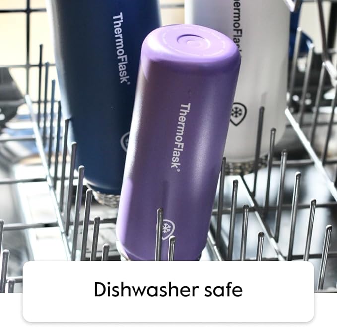 ThermoFlask Stainless Steel Water Bottles 2-Pack - Double-Wall Vacuum Insulated 40 oz BPA-Free Spout Lids - Keeps Drinks Cold 24 Hrs, Hot 12 Hrs - Leakproof, Dishwasher Safe, Superior Blue/Mauve
