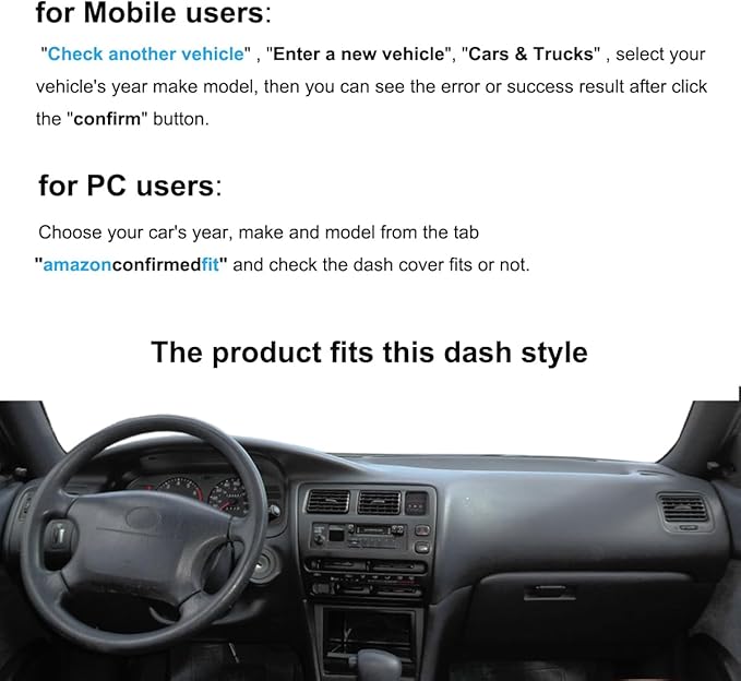 Dash Cover Mat Custom Fit for Toyota Corolla Dashboard Pad Cap Carpet Protector K264 (Darkgray)