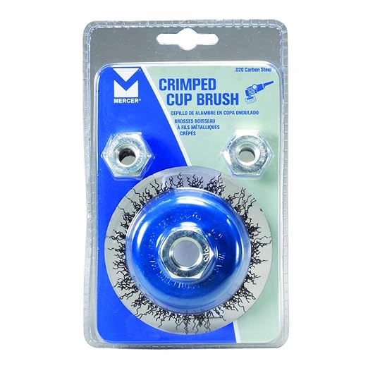 Mercer Industries 188020 - 2-3/4" x 5/8"-11 Crimped Cup Brush, .020 Stainless Steel Wire (with metric adapters)