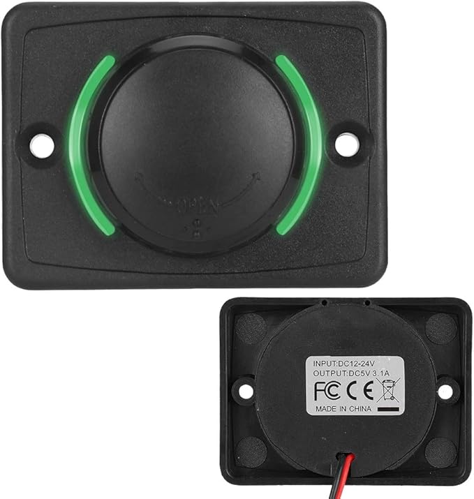 Car Dual USB Port Socket, 3.1A DC12V/24V Portable Mini Power Charger Socket with LED Indicator for High End Large Scale Vehicles Such as Ships, Yachts, RVs, Buses(Green)