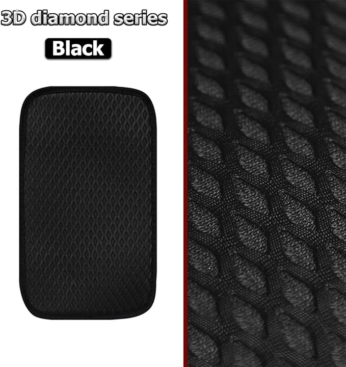 Car Center Console Cover, Anti-Slip Breathable All Seasons Automotive Mesh Armrest Box Pad Cover for Comfortable Support, Vehicle Interior Decor Universal for SUV, Truck, RV（Black）