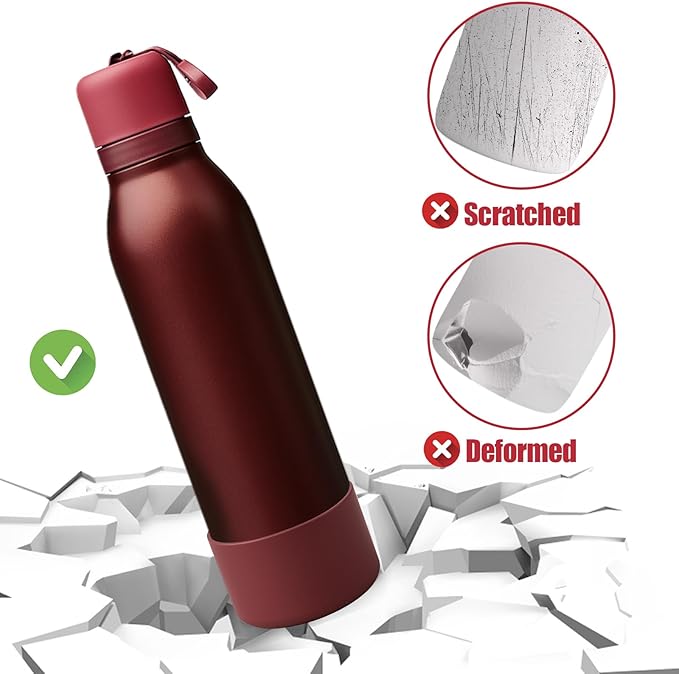 Mity rain 2PCS Silicone Boot for Owala FreeSip Twist Water Bottle, Anti-Slip, Noise-Reducing,Prevents Scratches(24 oz Black Cherry)