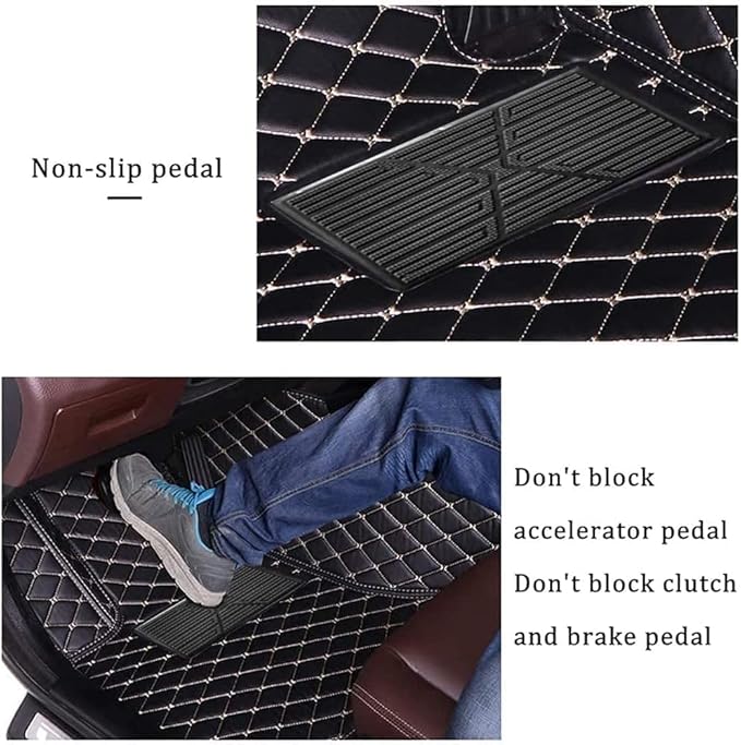 Custom Car Floor Mats Fit for 99% Sedan SUV Sports Car Protection Full Coverage Pads Anti-Slip Leather Floor Lining Pads All Weather Car Floor Mats (Black)