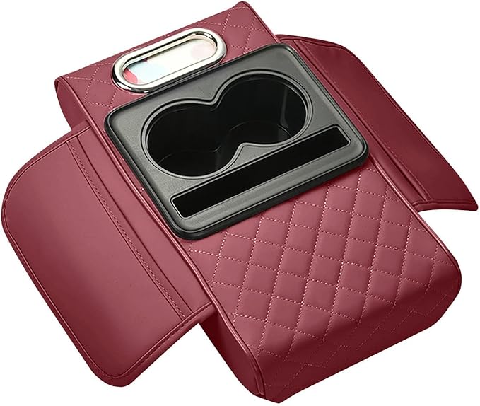 Car Armrest Box Mat, 5-in-1 Center Console Cover Cushion with Cup Holder Tissue Slot, Universal PU Leather Car Box Pad for Sedans Car Accessories Interior Organizers (Multi H08)