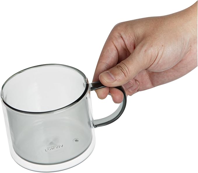 Restaurantware Coffee Cups 12 Pack of 11 oz Double Wall Glass Insulated Coffee Cup Borosilicate Mug Thermal Shock Resistant Handle Modern Design