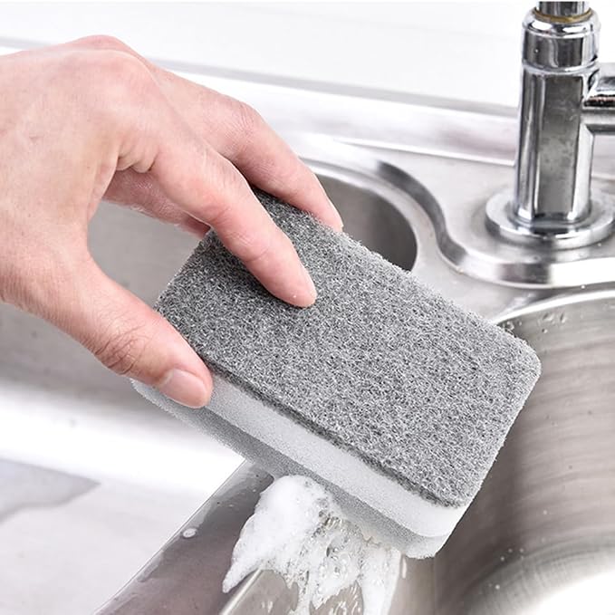 lasenersm 10 Pieces Dishwashing Sponge Kitchen Dishwashing Sponge Non Scratch Scouring Pad Non-Scratch Scouring Pad Non Scratch Sponge Double-Sided Cleaning Sponge Non-Scratch Scrub Sponge, Grey