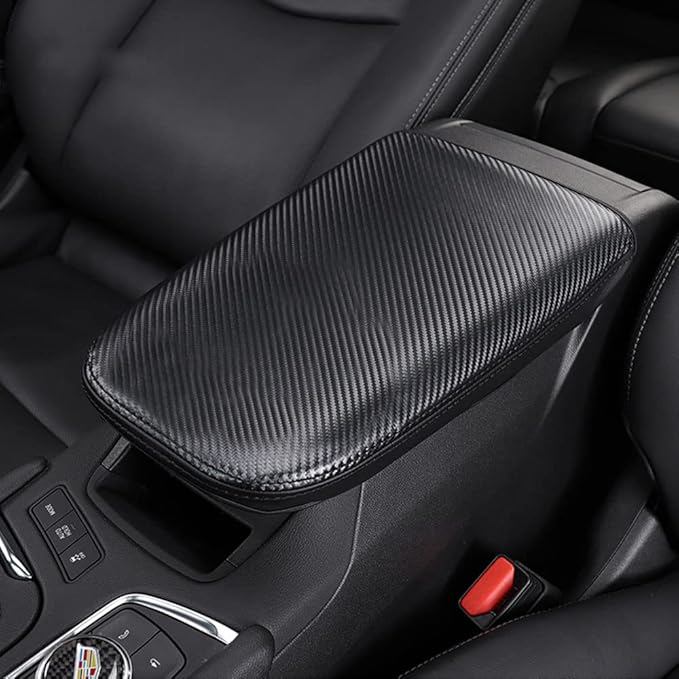 BOYOUS Car Armrest Cover Waterproof Center Console Pad Covers Scratch Resistance Leather Protector Interior Decoration Accessories Fit For Cadillac XT5 2016-2025 XT6 2020-2025（Carbon Fiber）