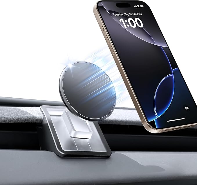 Phone Mount for Tesla Model 3 Highland Model Y Juniper 2026, Magnetic Phone Holder for Tesla Model 3 Model Y Accessories, Easy Installation for MagSafe, Compatible with iPhone 17 16 15 14 13 12