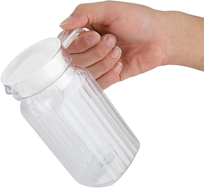 17 oz Small Plastic Carafe with Lid and Spout, 500ml Small Clear Water Jug for Hot/Cold Water, Iced Tea Pitcher for Coffee, Mini Juice and Homemade Beverage Carafe (500ml)