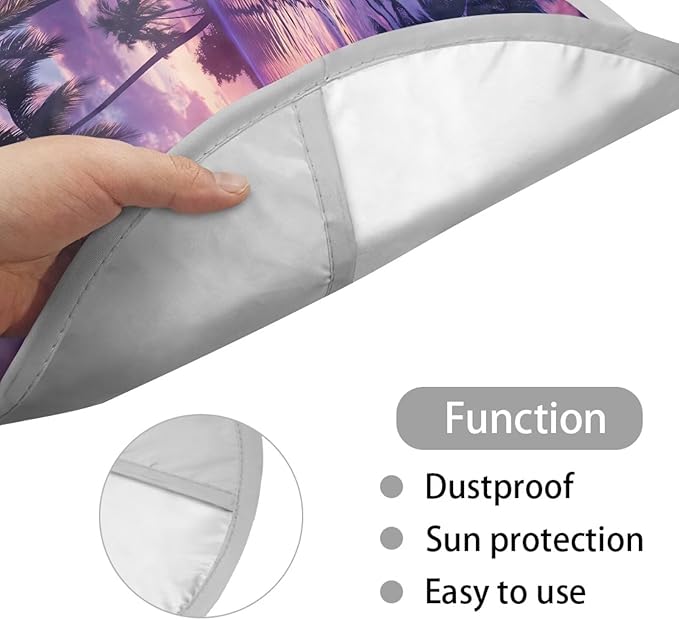 Palm Tree Print Steering Wheel Shade Cover for Women Fashion Universal Steering Wheel Cover 17 Inch Heat Resistant Car Rudder Sun Block Gift for Birthday