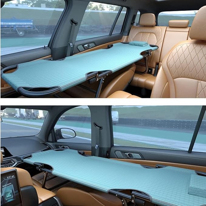 Car Travel Bed, Non-Inflatable Cushion, Universal Car Travel Bed for Rear Seat, Folding Camping Cot for Co-Pilot, Office, and Outdoor Camping Use (Blue)