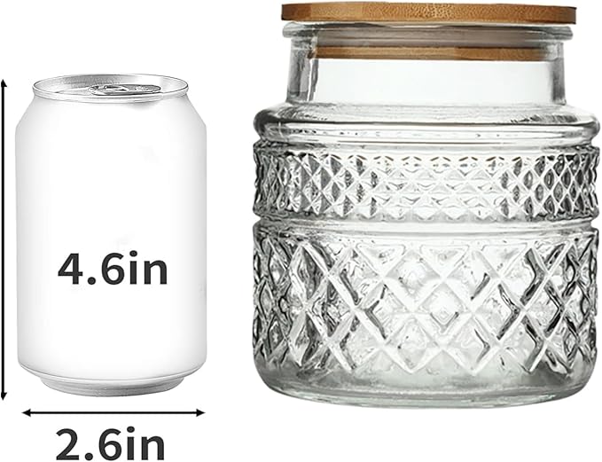 Prettidecor Glass Storage Jar, 38 FL OZ, Food Canisters with Bamboo Lid, Kitchen Containers Decorative Airtight Glass Jars For Cereal Nuts Snack Candy Cookies Coffee Tea