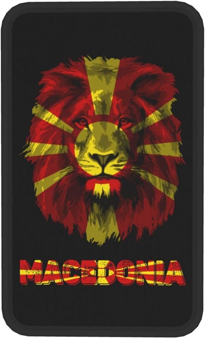 Vintage Macedonia Macedonian Flag Lion Head Auto Center Console Armrest Cover Car Handrail Box Cushion Pad Mat Universal Fit Most Vehicle Sedan Truck SUV Soft Comfort Decor Accessories