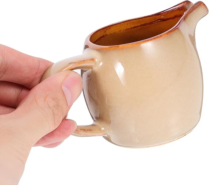 Amosfun Ceramic Milk Pitcher with Handle and Spout 4.33X2.67X2.12 Inch Porcelain Creamer Jug for Coffee Tea Serving and Syrup Dispensing