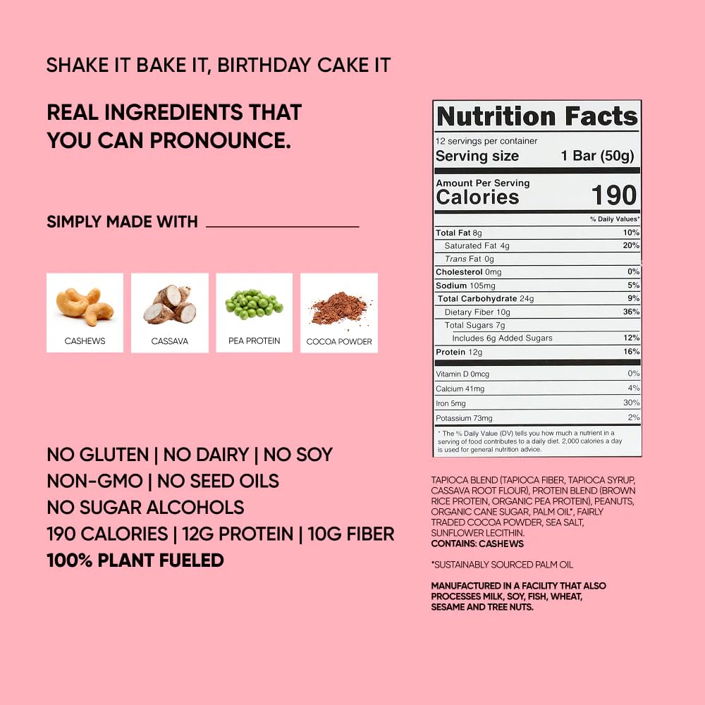 TRUBAR Vegan Protein Bars, Frosted & Fabulous Variety Pack, Donuts, Strawberry Shortcake & Birthday Cake, Gluten Free, Plant Based, High Fiber, Dairy Free, On the Go Healthy Snacks, 12 Count