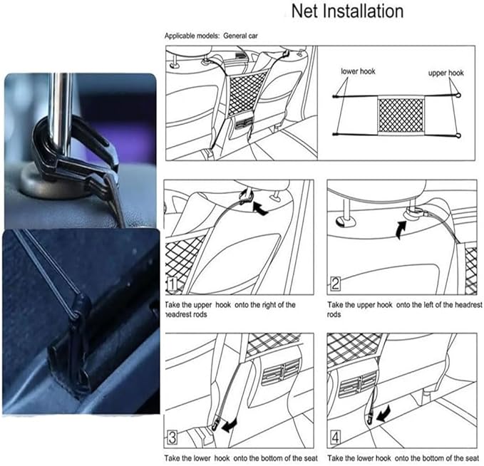 Car Mesh Organizer for Honda Ridgeline 2005-2025 YD/YK,Seat Back Net Bag,Barrier of Backseat Pet Kids,Cargo Tissue Purse Holder,Driver Storage Elastic Netting Pouch,A-Big