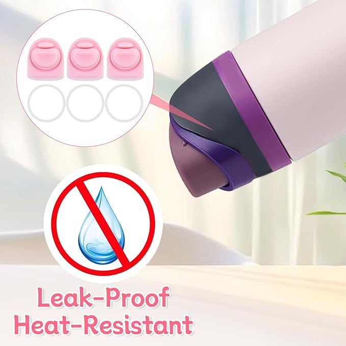 3 Sets Replacement Seal Gasket Stoppers for Owala Freesip Cap Mouth,Silicone O Sealing Ring Parts Water Bottle Top Lid Accessories for Owala Freesip 16/19/24/32/40oz（Pink）