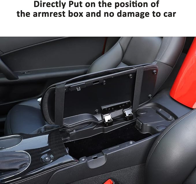 Car Center Console Pad for Chevrolet Corvette C6 2005-2013 Car Armrest Cover Leather Cushion Waterproof Auto Armrest Seat Box Protector Accessories (Leather) (Brown)