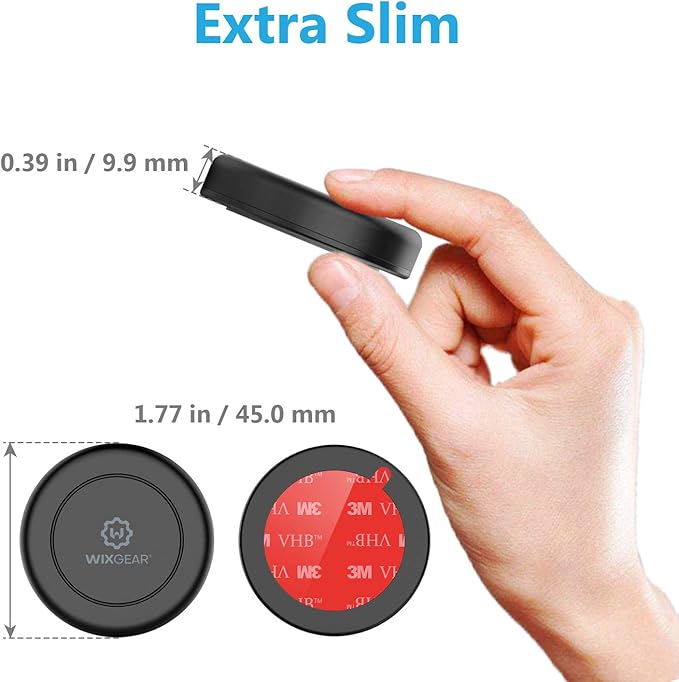 WixGear Universal Flat Stick On Dashboard Magnetic Car Mount Holder for Cell Phones and Mini Tablets with Fast Swift-Snap Technology - Extra Slim