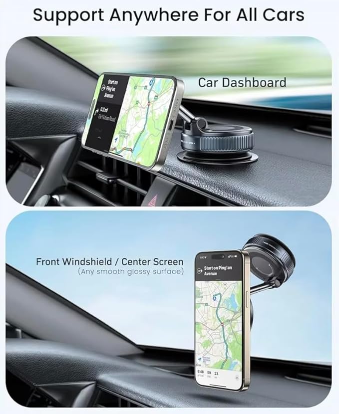 DashDok for Magsafe Car Mount Magnetic Phone Holder for Car Phone Holder Mount Dash Mounted Holders Cell Phone Holders for Your Car Accessories for Women Men for iPhone 17 16 15 14 (Black)