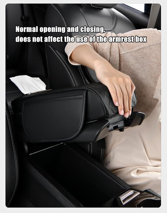 Car Armrest Covers for Infiniti QX60 2013–2025,Leather Protection Padding Center Console Cushion Storage Box Mat Pad Cover Protector,Black