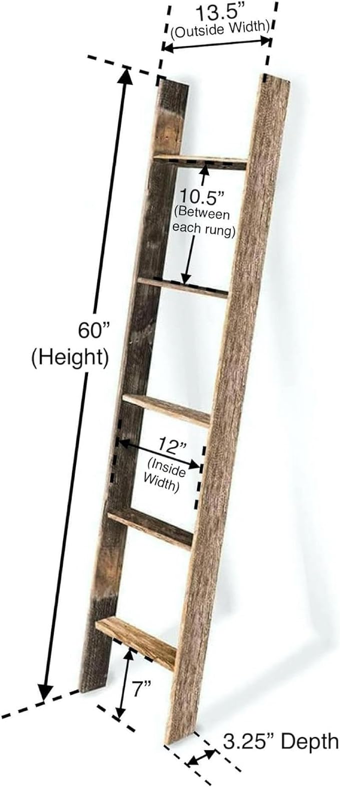 BARNWOODUSA Throw Blanket Ladder – Fully Assembled Reclaimed Wood – Rustic Decorative Ladder for Towels, Quilts, & More – Perfect Farmhouse Decor for Bathroom, Porch, or Living Room,5-Foot Red