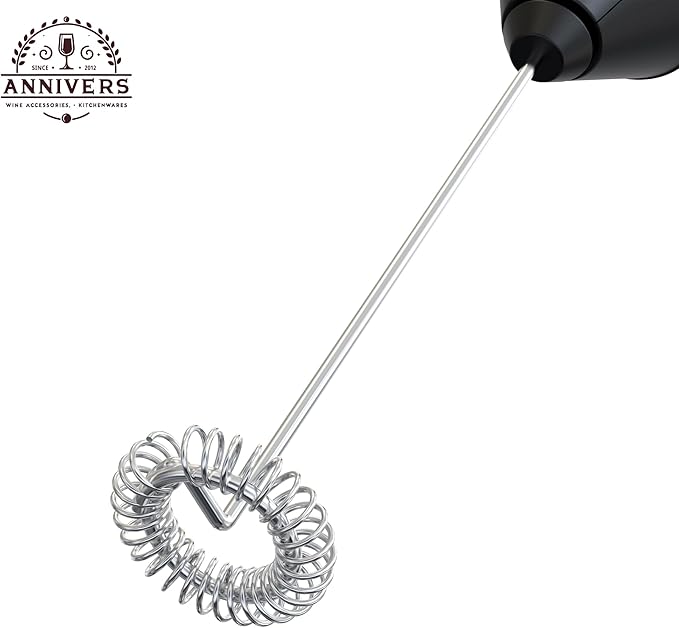 Electric Milk Frother Handheld Drink Mixer Hand Coffee Whisk Blender Foam Maker Egg Beater, Battery Operated Stainless Steel Whisk & Body, Milkshake Matcha Whisk, Mousseur à Lait Électrique
