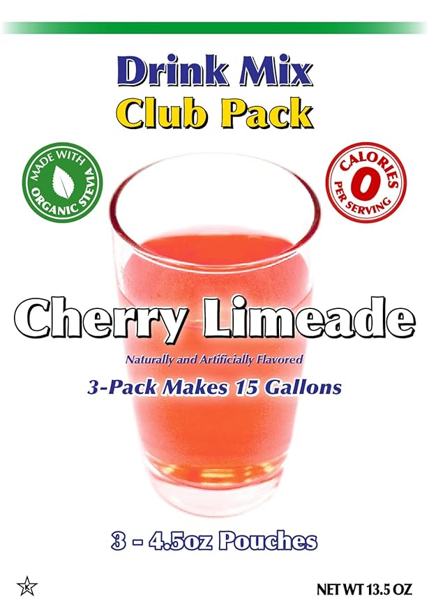 GramZero Cherry Limeade Zero Calorie Sugar Free Drink Mix, Great For Nutrition Club Loaded Teas, Stevia Sweetened