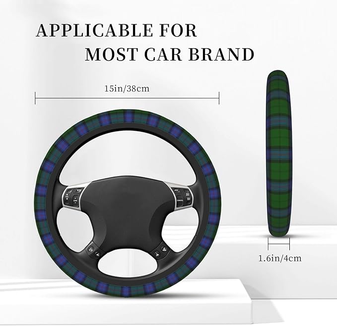 Thickened Elastic Steering Wheel Cover, Armstrong Clan Tartan Scottish Plaid Pattern Ultra, Soft, Breathable, Fit for Cars, SUVs, Trucks, Stylish Comfortable Grip