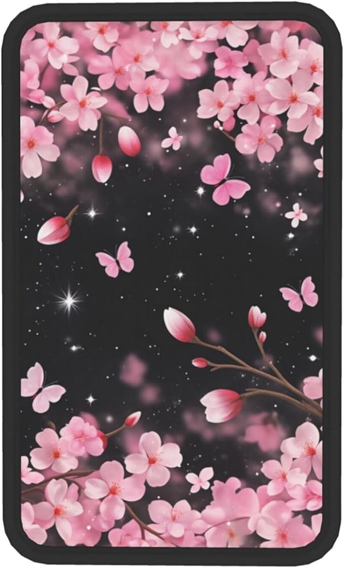 Universal Car Center Console Cushion Pad, Pink Cherry Blossoms Soft Waterproof Car Center Console Cover Auto Armrest Seat Box Cover Protector for Most Vehicle SUV Truck Car