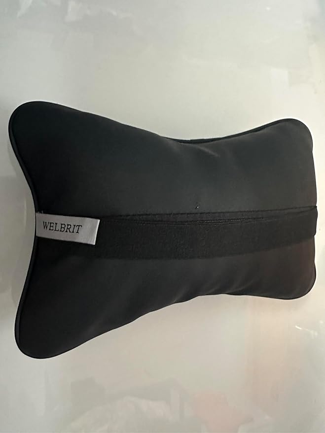 Car Pillow for Car Neck Pillow for Driving Seat Leather Neck Support Soft Cushion Back Support Head-Rests for Vehicle Sleeping with Elastic Adjustment Strap 2PCS(Neck, Black)