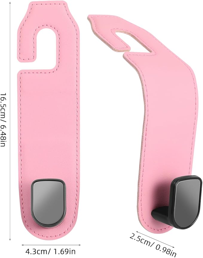 HEALLILY Car Headrest Hooks 2 Pack Backseat Purse Hangers Organizer for Bags Grocery Drinks Universal Car Seat Back Hooks Interior Storage Accessories