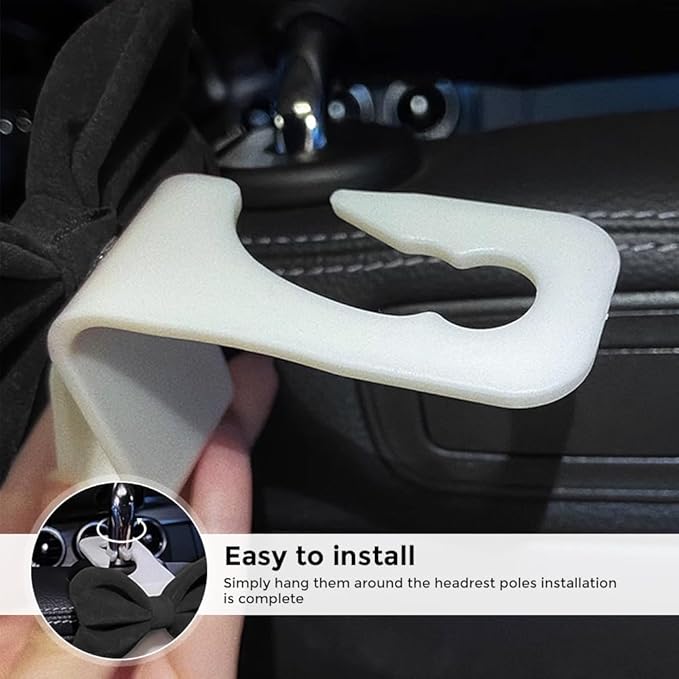 Car Back Seat Headrest Hooks, 2 Pack Stylish Back Seat Bag Hooks, Suitable for Purses, Bags, and Groceries, Car Interior Accessories (black)